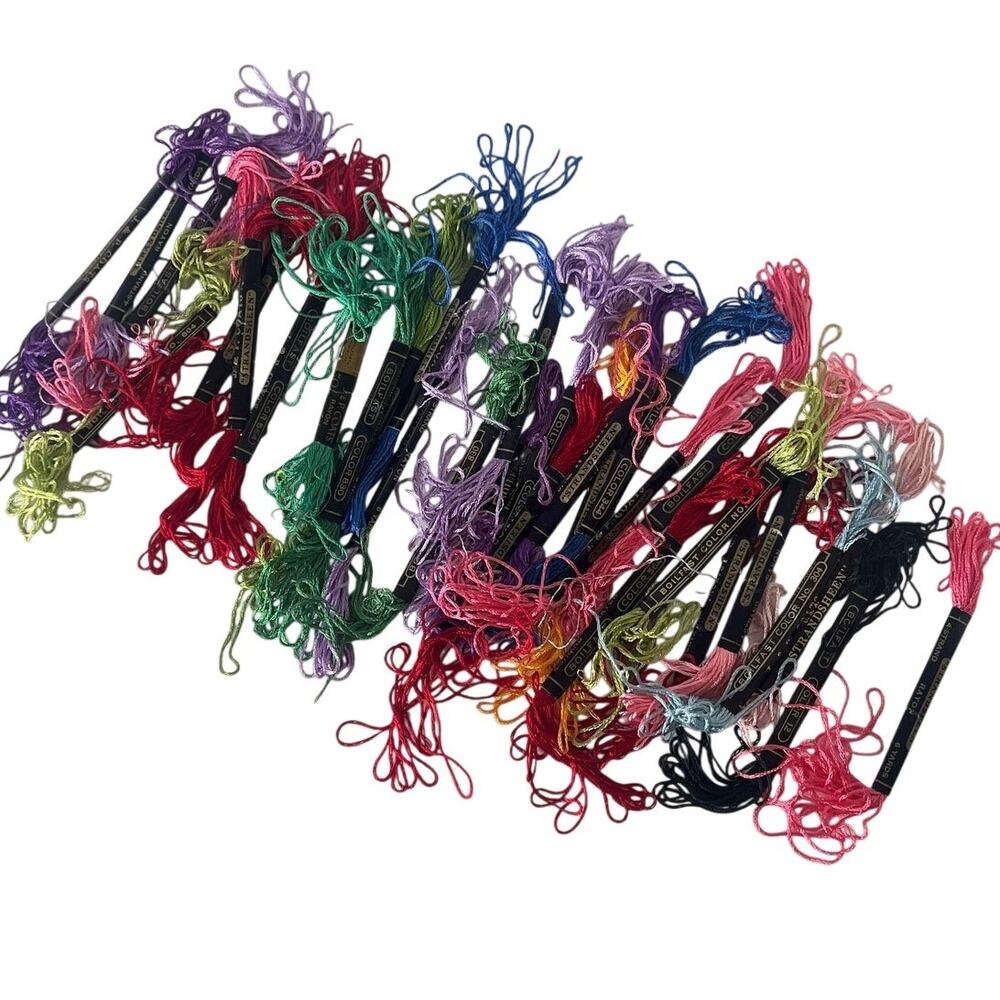 Vintage J&P Coats Strandsheen Rayon Embroidery Floss Lot 30 Skeins Boilfast